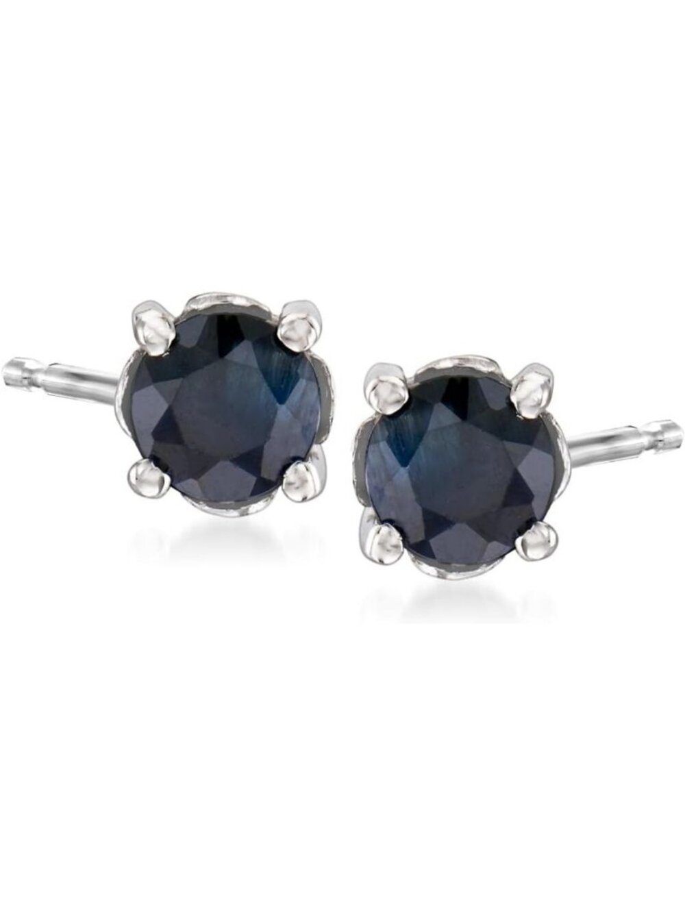 Elegant Round Sapphire Stud Earrings 1.10 ct. t.w. in Sterling Silver, Perfect